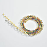 925 Silver Three Green Rainbow Tennis Chain Choker for Women