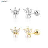 925 Silver 3 Ovals Pearl Stud Earring Women Wedding Jewelry