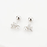 925 Silver 3 Ovals Pearl Stud Earring Women Wedding Jewelry