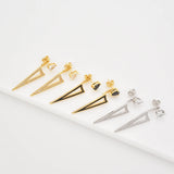 925 Silver Triangle Clear Zircon CZ Drop Earring Piercing Rock Punk Jewelry