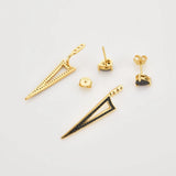 925 Silver Triangle Clear Zircon CZ Drop Earring Piercing Rock Punk Jewelry