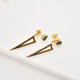 925 Silver Triangle Clear Zircon CZ Drop Earring Piercing Rock Punk Jewelry