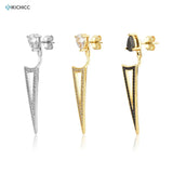 925 Silver Triangle Clear Zircon CZ Drop Earring Piercing Rock Punk Jewelry
