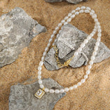 925 Silver Zircon Pendant Pearl Chain Choker Necklace Wedding Jewelry