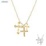 925 Silver Three Cross Pendant Necklace