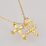 925 Silver Three Cross Pendant Necklace