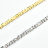 925 Silver 2mm Tennis Clear Rainbow CZ Necklace Choker