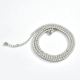 925 Silver 2mm Tennis Clear Rainbow CZ Necklace Choker