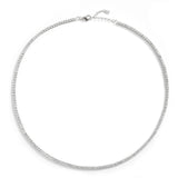 925 Silver 2mm Tennis Clear Rainbow CZ Necklace Choker