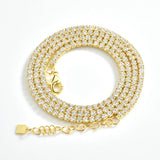 925 Silver 2mm Tennis Clear Rainbow CZ Necklace Choker