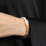 925 Silver Horoscope Pearl Double Bracelet Rock Punk Party Jewels