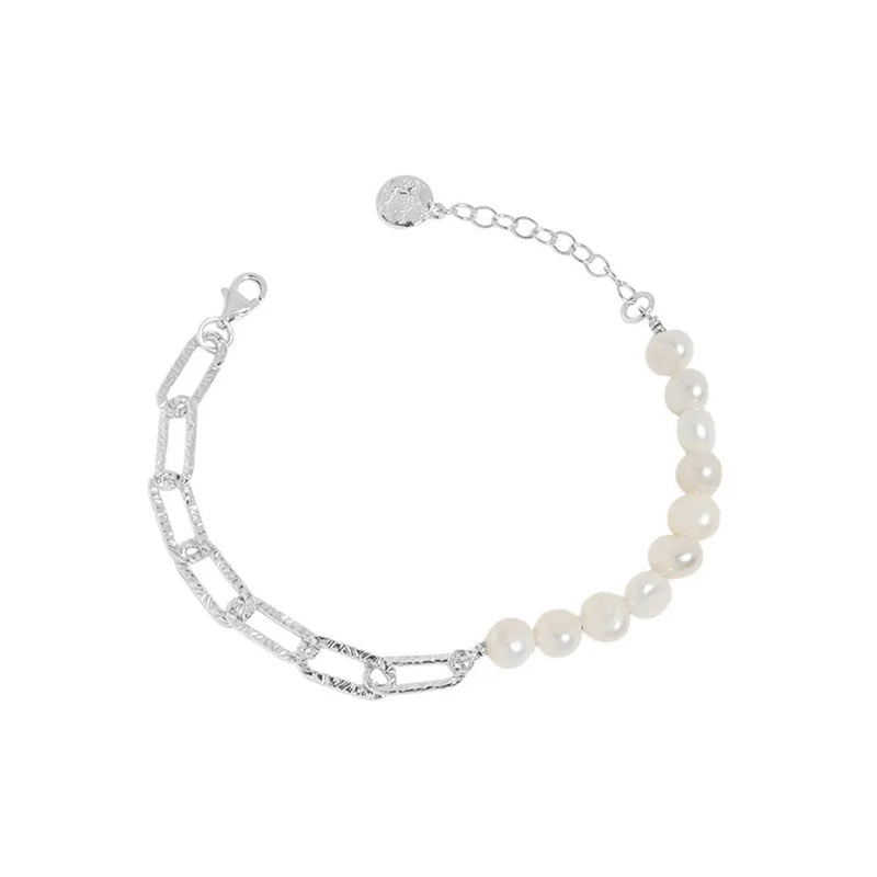 925 Silver Horoscope Pearl Double Bracelet Rock Punk Party Jewels