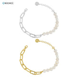 925 Silver Horoscope Pearl Double Bracelet Rock Punk Party Jewels