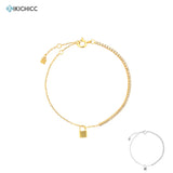 925 Silver Lock Pendant Bracelet with Zircon Pave Chain - Valentiens