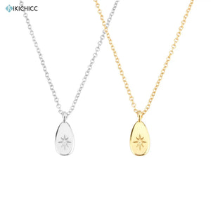 925 Silver Star CZ Pendant Long Chain Necklace Women Wedding Jewelry