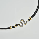 925 Silver Snake Zircon CZ Charm Bracelet Adjustable Bangle