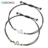 925 Silver Snake Zircon CZ Charm Bracelet Adjustable Bangle