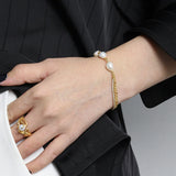 925 Silver Zircon CZ Chain Double Bracelet Women Party Jewels