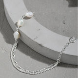 925 Silver Zircon CZ Chain Double Bracelet Women Party Jewels