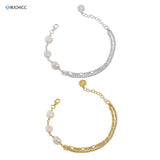 925 Silver Zircon CZ Chain Double Bracelet Women Party Jewels