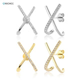 925 Silver Cross Zircon Stud Earring Piercing Jewelry