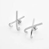 925 Silver Cross Zircon Stud Earring Piercing Jewelry