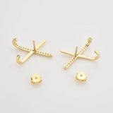 925 Silver Cross Zircon Stud Earring Piercing Jewelry
