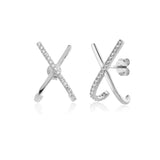 925 Silver Cross Zircon Stud Earring Piercing Jewelry