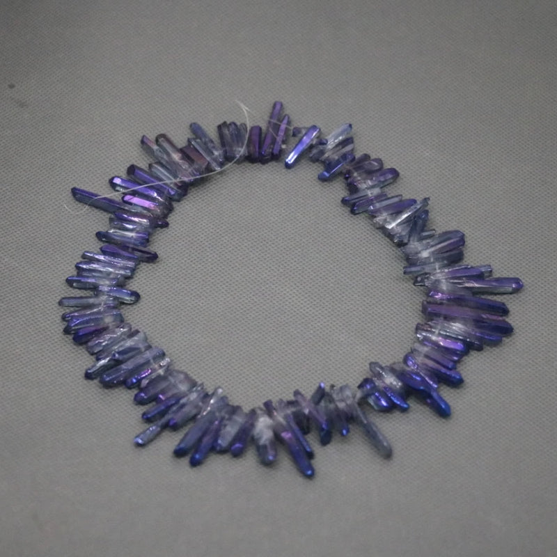 Purple Quartz Point Pendant, Healing Crystal Bead Necklace