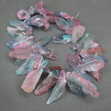 Raw Aqua Gradient Ramp Crystal Quartz Beads Point Pendant
