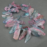 Raw Aqua Gradient Ramp Crystal Quartz Beads Point Pendant