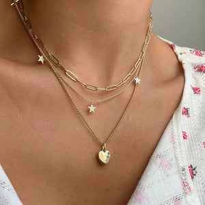 Heart Star Pendant Necklace Love Clip Chain Choker Jewelry Female