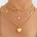 Heart Star Pendant Necklace Love Clip Chain Choker Jewelry Female
