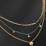 Heart Star Pendant Necklace Love Clip Chain Choker Jewelry Female