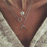 Boho Moon Layered Necklaces Set Jewelry