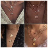 Boho Moon Layered Necklaces Set Jewelry