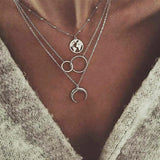 Boho Moon Layered Necklaces Set Jewelry