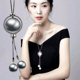 Big Pearl Adjustable Pendants Silver Long Necklace For Women Statement Jewelry