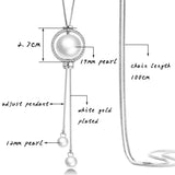 Big Pearl Adjustable Pendants Silver Long Necklace For Women Statement Jewelry