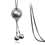 Big Pearl Adjustable Pendants Silver Long Necklace For Women Statement Jewelry