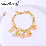 AC17 Two Layer Bracelet Fine Woman Girl Party Birthday Wedding Gift