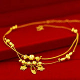 24KT Gold Leaf Flower Pendant Anklet, Fine Jewelry Gift