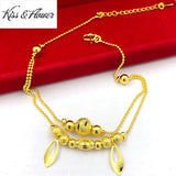 24KT Gold Leaf Flower Pendant Anklet, Fine Jewelry Gift