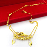 24KT Gold Leaf Flower Pendant Anklet, Fine Jewelry Gift