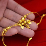 24KT Gold Leaf Flower Pendant Anklet, Fine Jewelry Gift