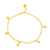 Vintage Heart Star Peanut 24KT Anklet Gift for Women