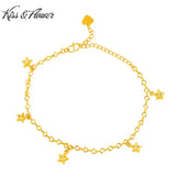 Vintage Heart Star Peanut 24KT Anklet Gift for Women
