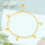 Vintage Heart Star Peanut 24KT Anklet Gift for Women
