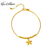 KISS&FLOWER AK06 24KT Anklet Vintage Flowers Bead Fine Jewelry