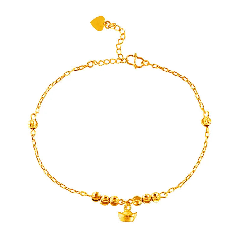 AK07 Ingot Bead 24KT Anklet Birthday Wedding Gift